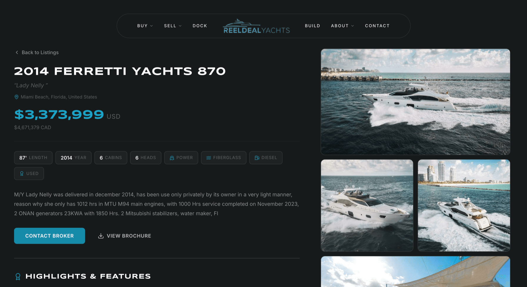 Reel Deal Yachts boat listing page built by YachtOne
