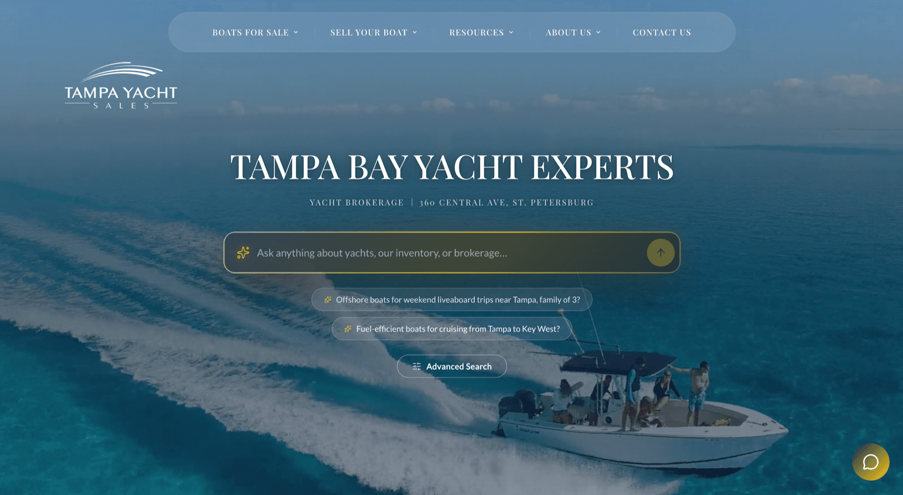 Tampa Yacht Sales homepage built by YachtOne