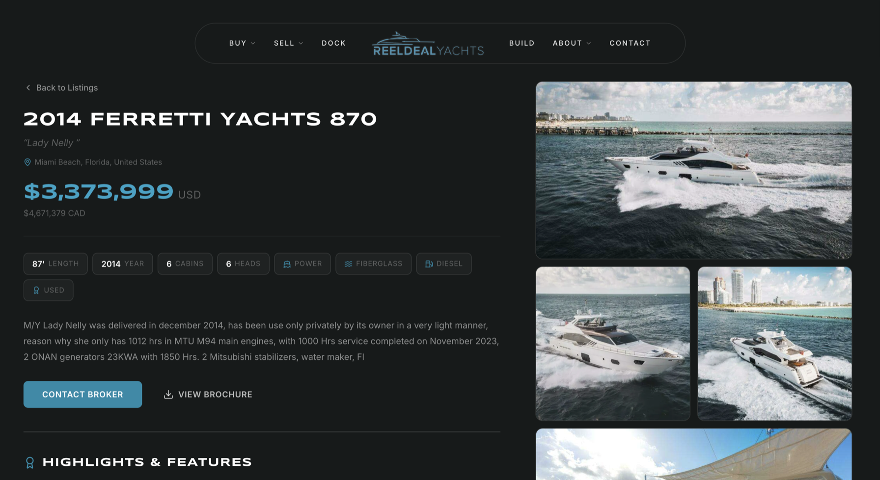 Reel Deal Yachts boat listing page built by YachtOne