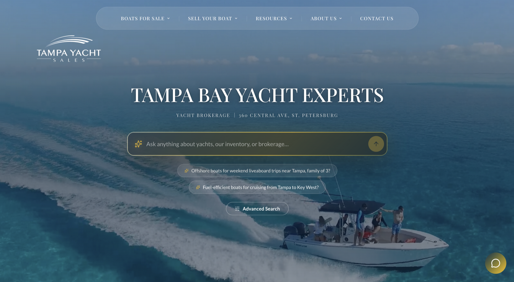 Tampa Yacht Sales homepage built by YachtOne